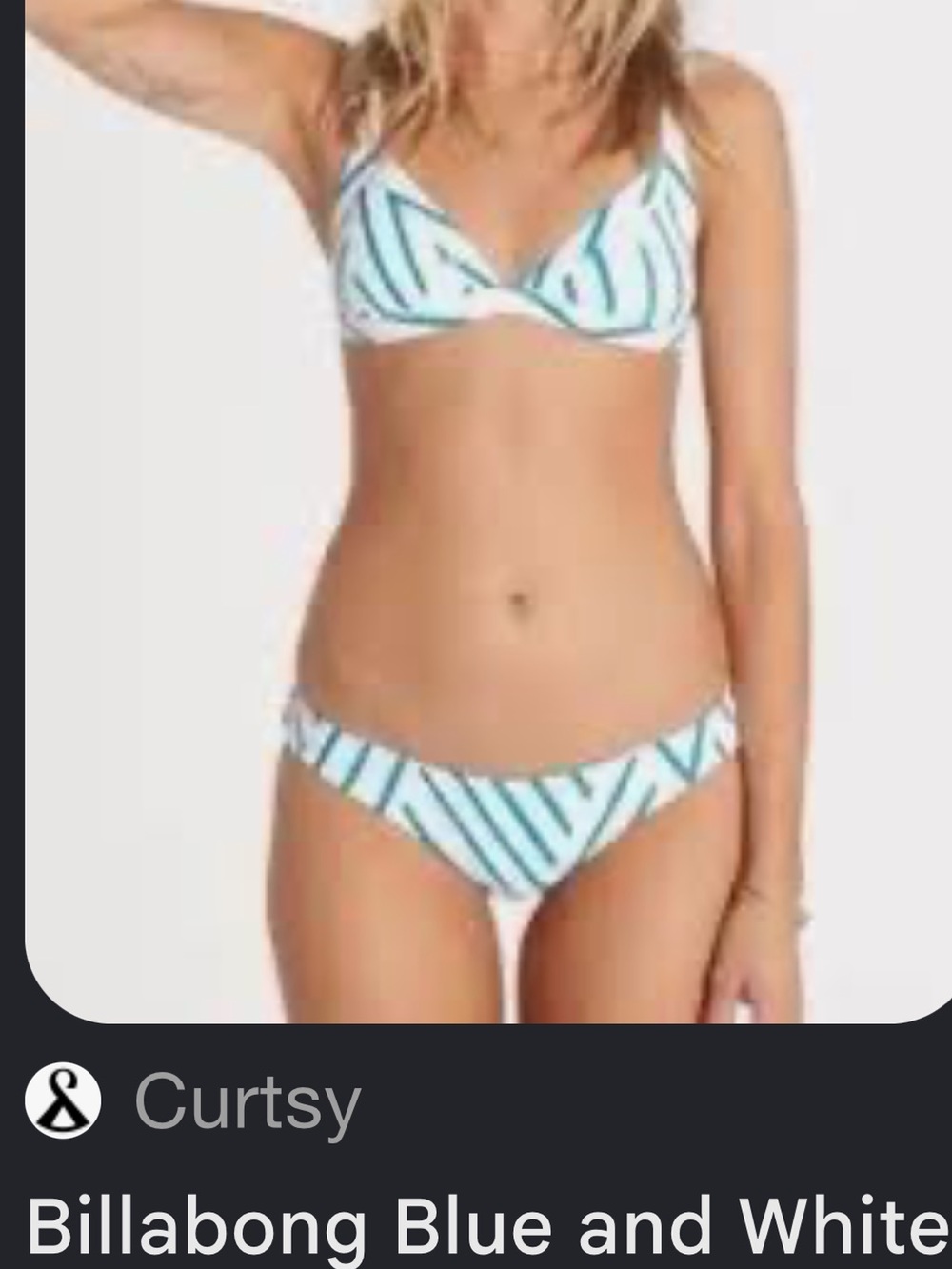 Billabong - Blue and White Striped Bikini - bikini top & bottom w scrunch butt